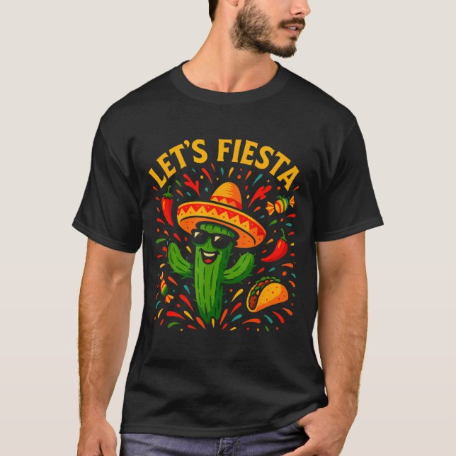 Camiseta Cinco de mayo fiesta divertida de cactus mexicano  (Anverso)