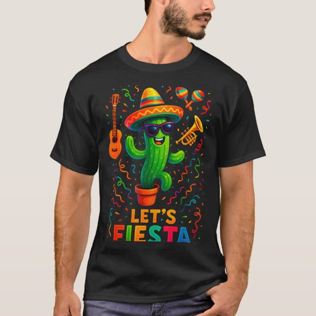 Camiseta Cinco de mayo fiesta mexicana de cactus divertida  (Anverso)
