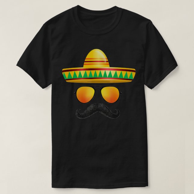 Camiseta Cinco de Mayo Fiesta Mustache Gafas de sol Sombrer (Diseño del anverso)