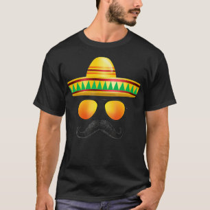 Camiseta Cinco de Mayo Fiesta Mustache Gafas de sol Sombrer