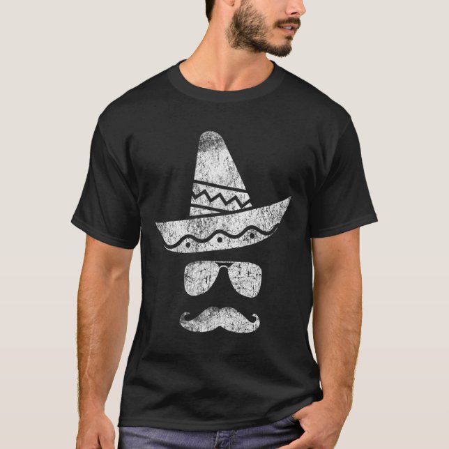Camiseta Cinco De Mayo Fiesta Mustache Gorra mexicano Funny (Anverso)