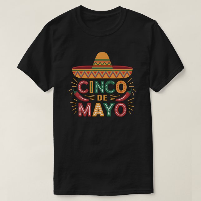 Camiseta Cinco de Mayo Fiesta Sombrero (Diseño del anverso)