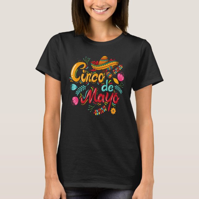 Camiseta Cinco De Mayo Fiesta Sombrero 5 De Mayo Viva Mexic (Anverso)