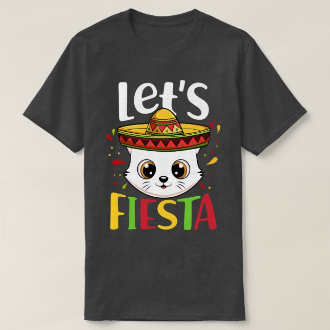 Camiseta Cinco De Mayo Fiesta Sombrero Gorra Gato Lesta Fie (Diseño del anverso)