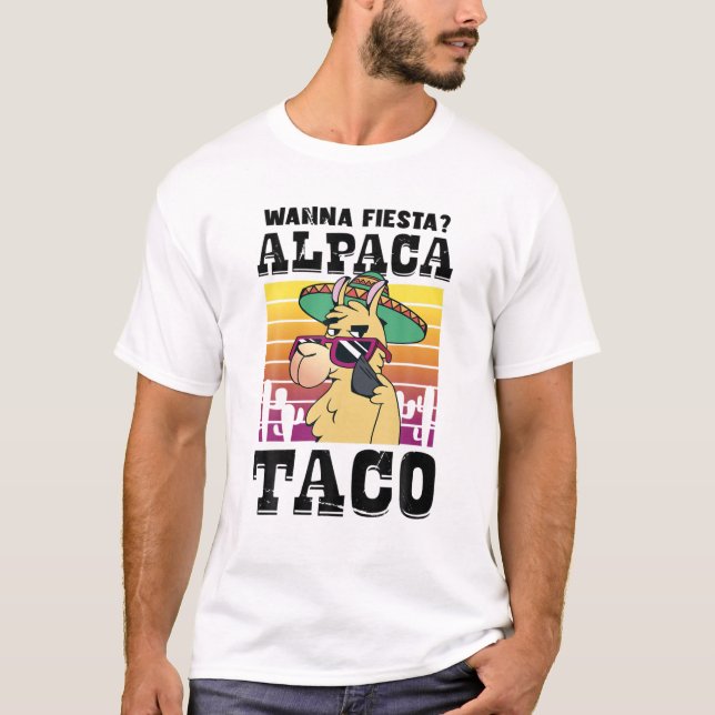 Camiseta Cinco De Mayo Funny Llama Mexicana Wanna Fiesta Al (Anverso)
