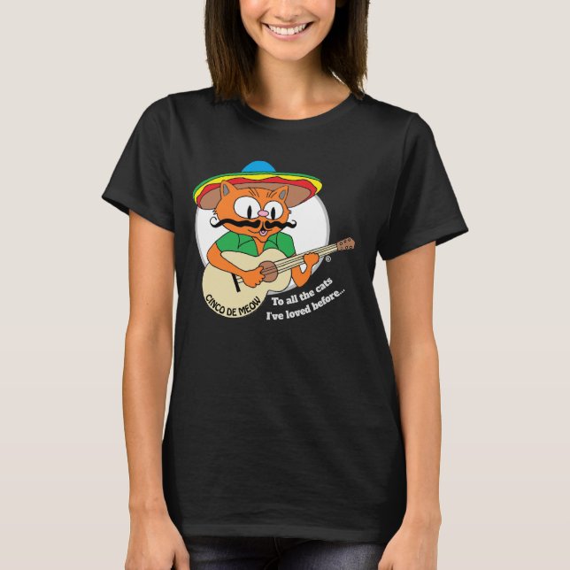 Camiseta Cinco De Mayo Gato De Dibujos Animados Divertido (Anverso)