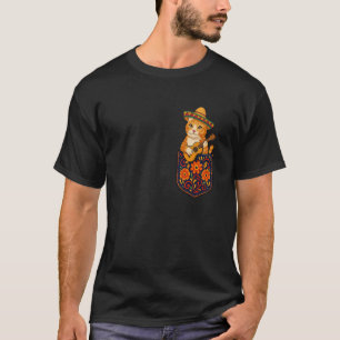 Camiseta Cinco De Mayo Gato Divertido en Bolsillo con Sombr
