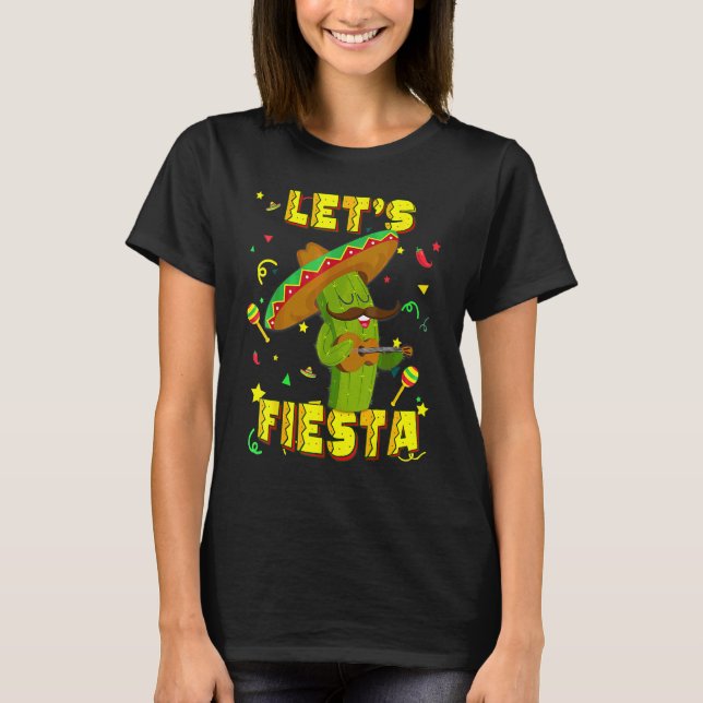 Camiseta Cinco de Mayo, Gorra de Fiesta Cactus Sombrero (Anverso)