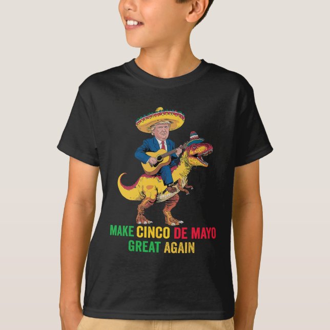 Camiseta Cinco De Mayo grandes nuevamente Trump con parte d (Anverso)