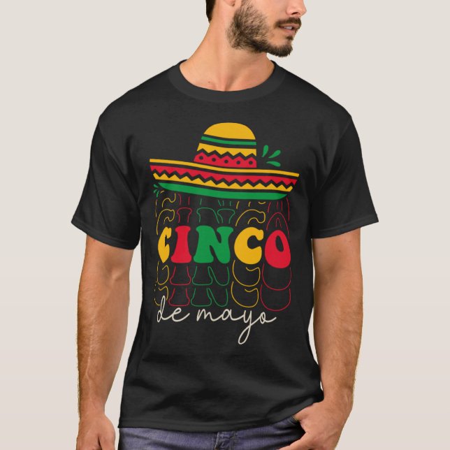 Camiseta Cinco De Mayo Groovy Mexican Fiesta 5 De Mayo Somb (Anverso)
