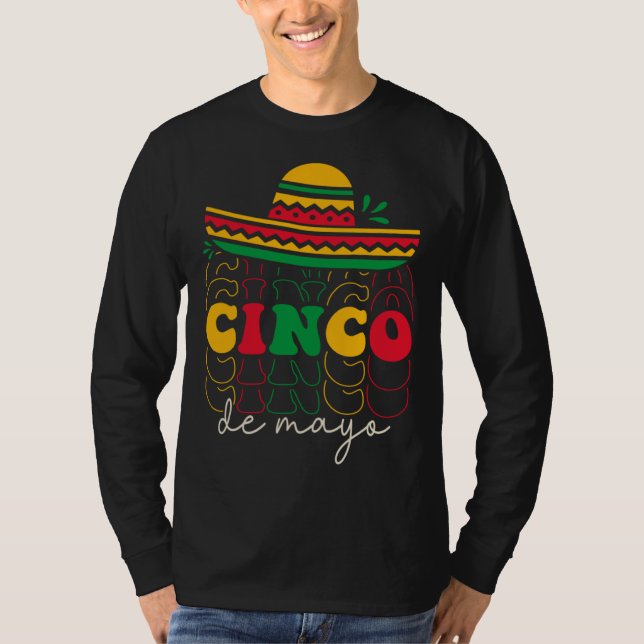 Camiseta Cinco De Mayo Groovy Mexican Fiesta 5 De Mayo Somb (Anverso)