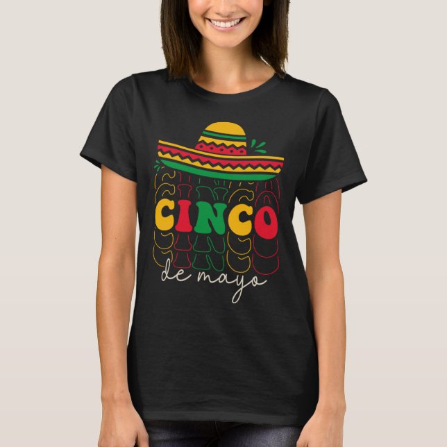 Camiseta Cinco De Mayo Groovy Mexican Fiesta 5 De Mayo Somb (Anverso)