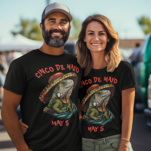 Camiseta Cinco de Mayo Iguana con Sombrero y Serape