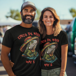 Camiseta Cinco de Mayo Iguana con Sombrero y Serape