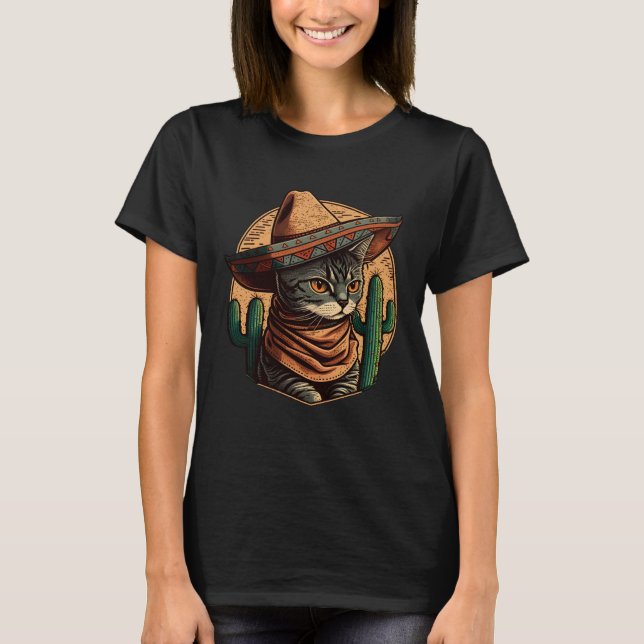 Camiseta Cinco de Mayo Kitten With Sombrero Mexican Fiesta  (Anverso)