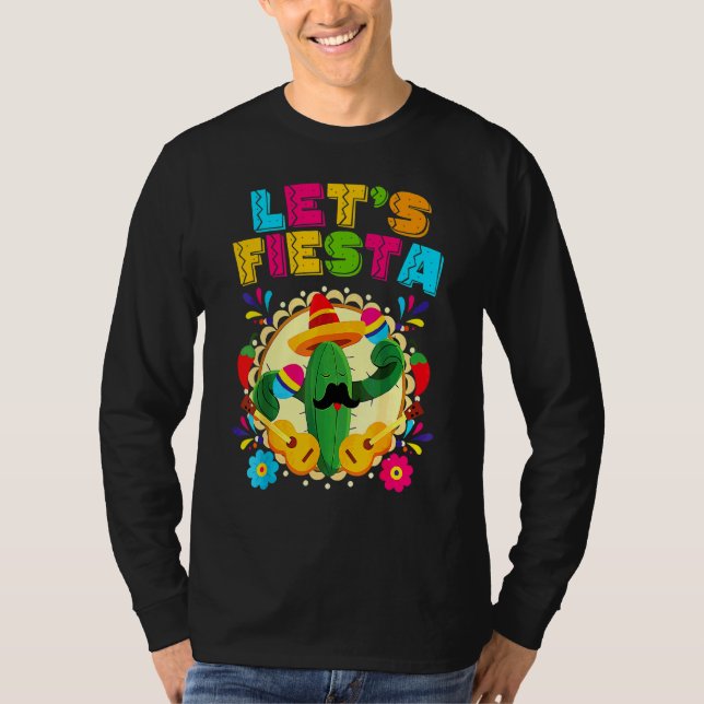 Camiseta Cinco De Mayo Lets Fiesta Cactus Sombrero Gorra (Anverso)