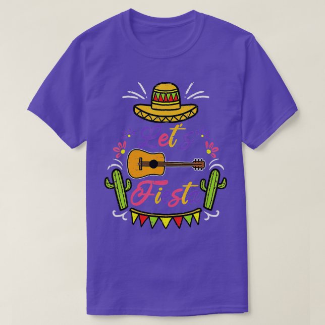 Camiseta Cinco De Mayo Lets Fiesta Cactus Sombrero Gorra Fu (Diseño del anverso)