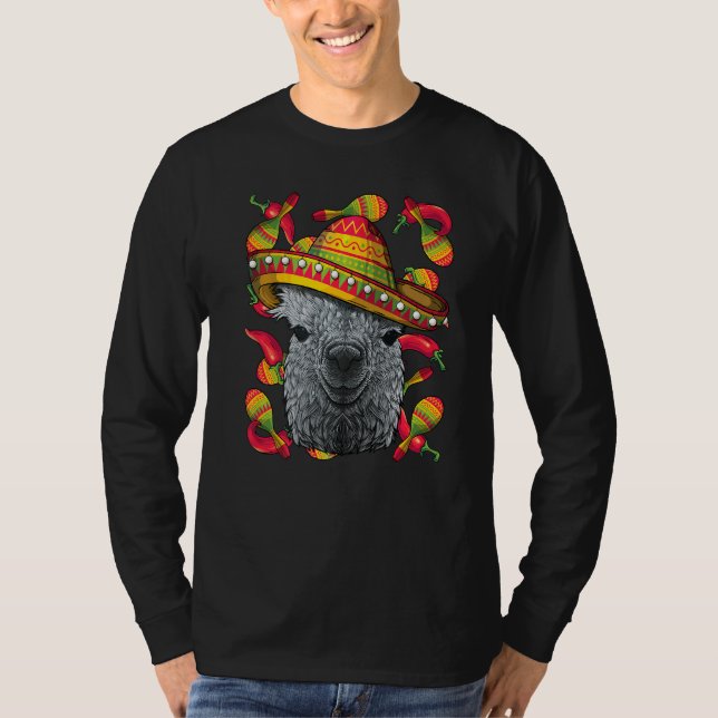 Camiseta Cinco De Mayo Llama Sombrero Fiesta De Llama Mexic (Anverso)