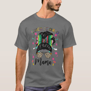 Camiseta Cinco De Mayo Mama Messy Bun Madre Mexicana