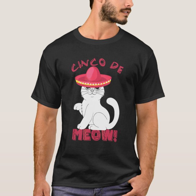 Camiseta Cinco De Mayo Meow Cat Boys Kids Women Men Mexican (Anverso)