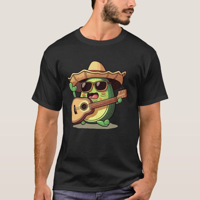 Camiseta Cinco De Mayo Mexican Avocado Playing Guitar Sombr (Anverso)