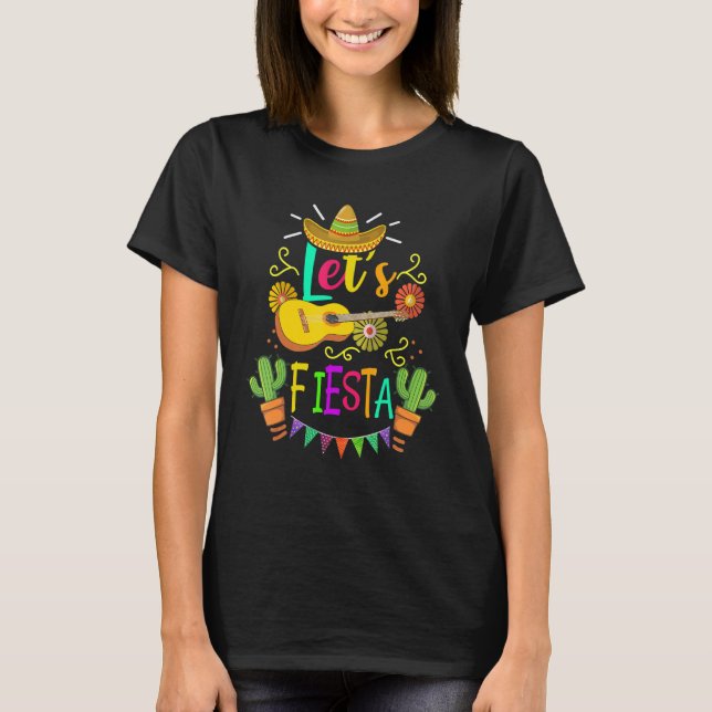 Camiseta Cinco De Mayo Mexican Guitar Cactus for Men Women  (Anverso)