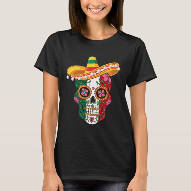 Camiseta Cinco De Mayo Mexican Sugar Skull Love Mexico (Anverso)