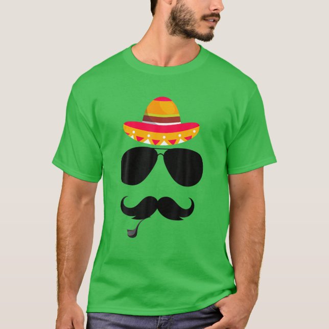 Camiseta Cinco De Mayo Mustache Face Funny (Anverso)