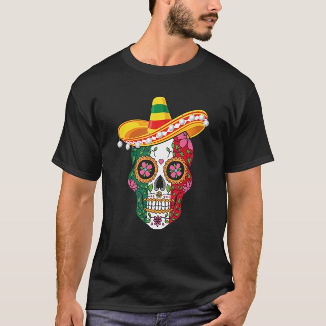 Camiseta Cinco De Mayo Party Sugar Skull Men Women Mexican  (Anverso)