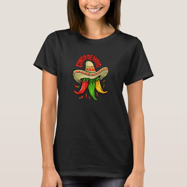 Camiseta Cinco De Mayo Pimientos Mexicanos Vintage 1 (Anverso)