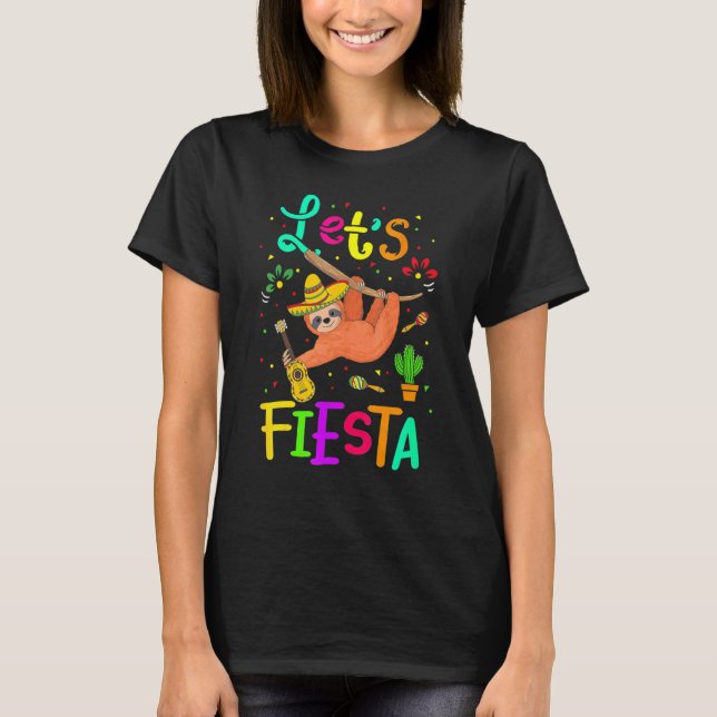 Camiseta Cinco De Mayo Sloth Fiesta Cactus Sombrero H (Anverso)