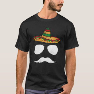Camiseta Cinco De Mayo Sombrero Mustache Face Gafas De Sol 