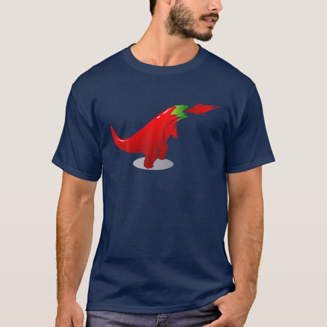Camiseta Cinco De Mayo Spicy Comida Pepperoni Chili Dinosau (Anverso)