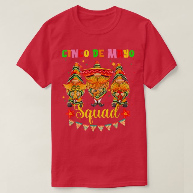 Camiseta Cinco De Mayo Squad Funny Gnomes Guitar Cucharas P (Diseño del anverso)