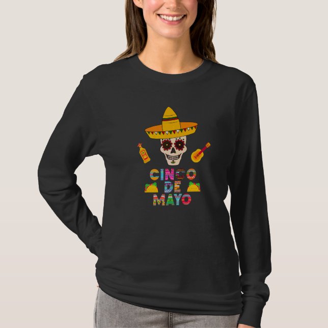 Camiseta Cinco De Mayo Sugar Skull (Anverso)