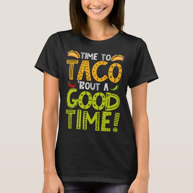 Camiseta Cinco De Mayo Taco A La Hora Fiesta 5 De Mamáes (Anverso)