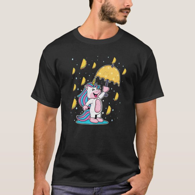 Camiseta Cinco De Mayo Tee Raining Tacos Unicorn Paraguas (Anverso)