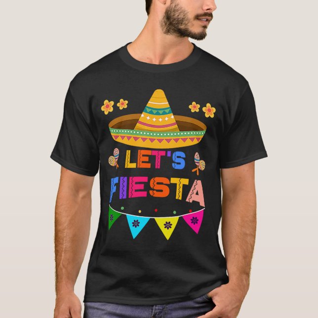 Camiseta Cinco De Mayo Vamos a Fiesta Cactus Sombrero Gorra (Anverso)
