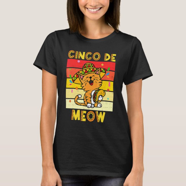 Camiseta Cinco De Meow Cat Sombrero Cinco De Mayo (Anverso)
