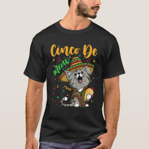 Camiseta Cinco De Meow Con Taco De Gato Sonriente Y Sombrer
