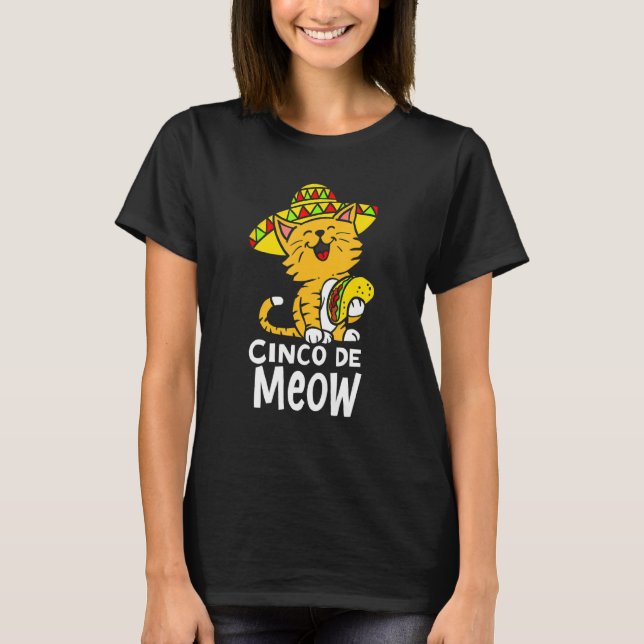 Camiseta Cinco De Meow Cute Cinco De Mayo Sombrero Taco Cat (Anverso)