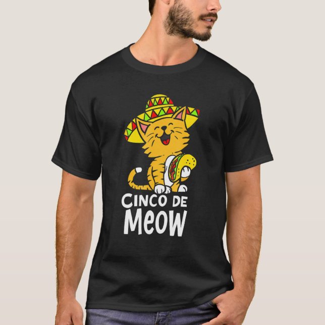 Camiseta Cinco De Meow Cute Cinco De Mayo Sombrero Taco Cat (Anverso)