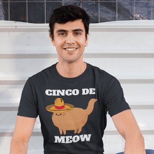 CAMISETA CINCO DE MEOW FUNNY CAT T-SHIRT T-SHIRTS