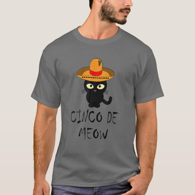 Camiseta Cinco De Meow - Gato Cortado Para Mujeres Hombres  (Anverso)