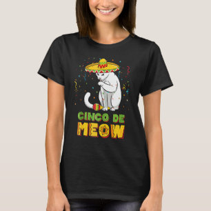 Camiseta Cinco De Meow Gato Mexicano De Sombrero Cinco De M