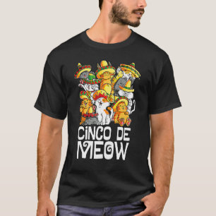 Camiseta Cinco De Meow Mayo Gato Sombrero Taco Mexicano Cin