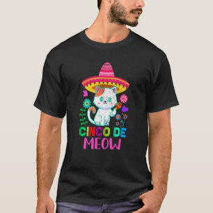 Camiseta Cinco De Meow Vintage Mexicano Gato Bonito