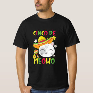 Camiseta Cinco De Meowo, colorido y juguetón gato mexicano