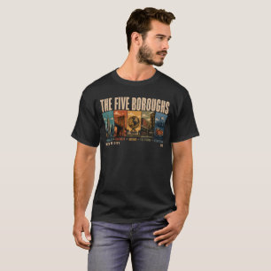 Camiseta Cinco distritos Nueva York Ciudad NYC Ilustración 