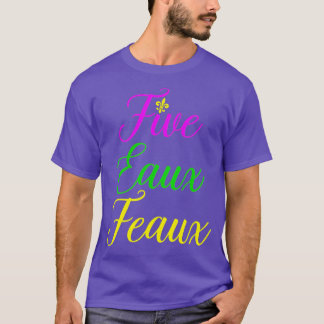 Camiseta Cinco Eaux Feaux NOLA Verde morado y amarillo dora